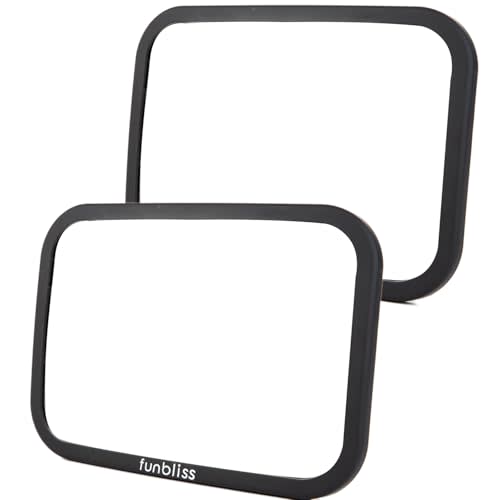 Funbliss Rear Facing Car Seat Mirrors - Shake-proof & Shatterproof Baby Car Mirror for Backseat - Clear Wide View, Easy Install, 2 Pack for Multiple Kids