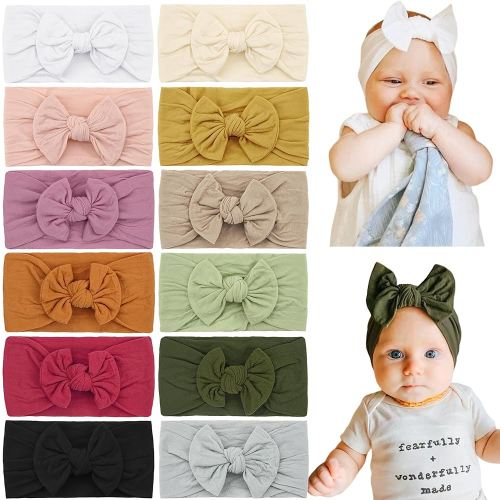 kangaroo Bows Headbands For Baby Girls 12Pcs, Newborn Infant Toddler Hairbands and Child Hair Accessories