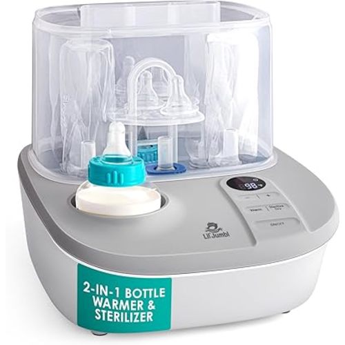 2-in-1 Baby Bottle Warmer & Sterilizer Dryer | Sterilizes, Steams & Dries Accessories | Warms & Defrosts Milk & Formula | Temperature & Timer | Auto Shut-Off