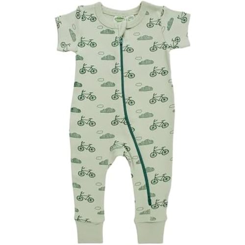 PARADE Organic Signature Print '2-Way' Zip Romper Short Sleeve