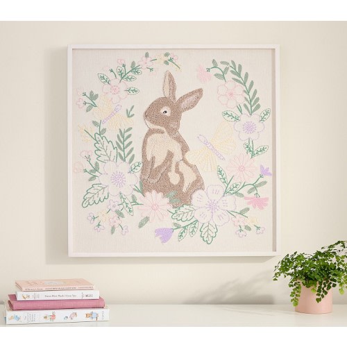 Bunny Embroidered Framed Art