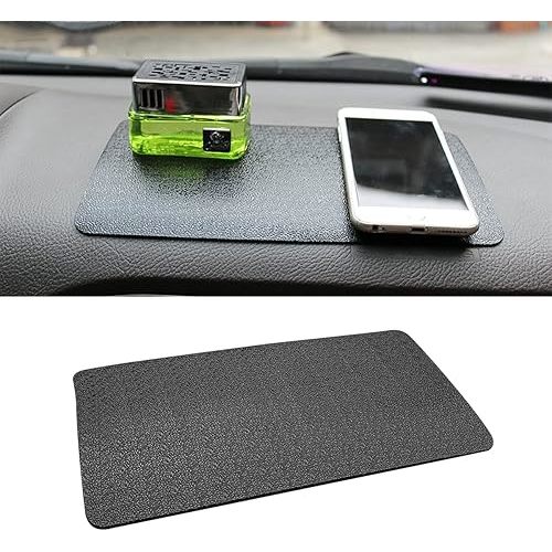Car Dashboard Anti-Slip Rubber Pad, 10.6 x 5.9 Universal Non-Slip Car Magic Dashboard Sticky Adhesive Mat for Phones Sunglasses Keys Electronic Devices and More Use (Black/Car Texture)