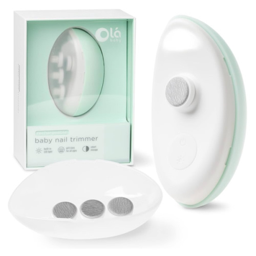 Olababy Rechargeable Electric Baby Nail Trimmer | Newborn Nail Clipper | Electronic File for Babies | Infant/Toddler Nail Grooming Kit | Portable Manicure Essentials | LED Light Fingernail Cutter Set