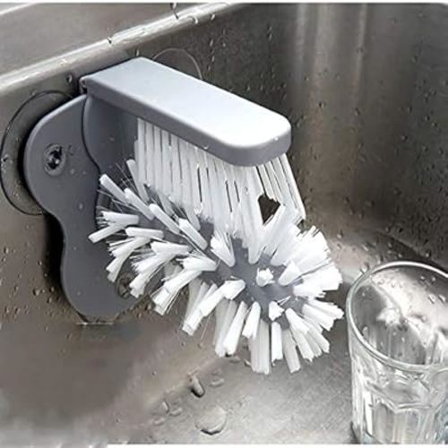 HOKY Cup Scrubber Glass Cleaner Bottles Brush Sink Kitchen Accessories 2 in 1 Drink Mug Wine Suction Cup Cleaning Brush Gadgets