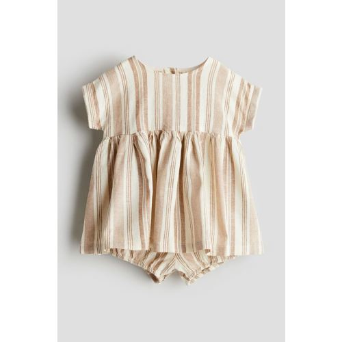 2-piece Linen-blend Set, Beige/striped