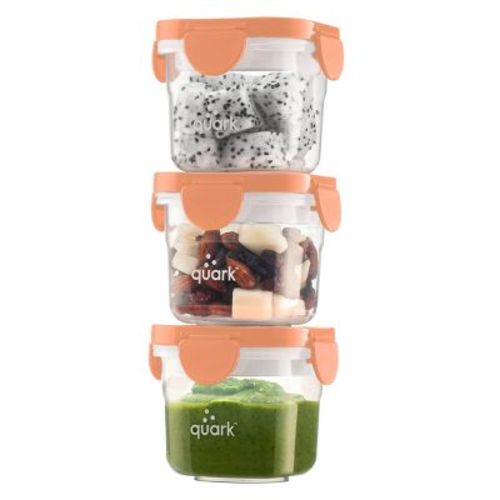 Quark Storii Baby Food Storage Containers With Integrated Ice Packs - Orange - 3pk