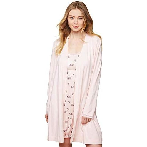 Motherhood Maternity womens Tie Front Nursing Robe With Lace Trim Sleeve