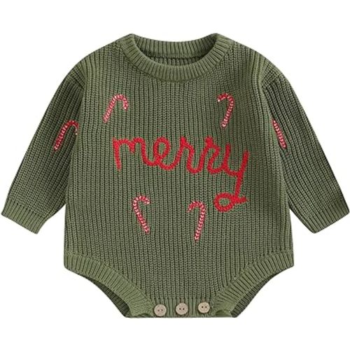 FYBITBO Baby Girl Boy Sweater Knit Oversized Pullover Sweatshirt Romper Onesie Warm Fall Winter Clothes Outfit Newborn - Merry-green