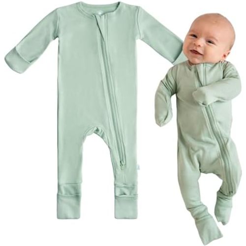 DREAMLAND BABY Bamboo Viscose Baby Pajamas (0-24 months). Ultra Soft Viscose Sleepers with 2-Way Zipper, Mitten & Foot Cuffs