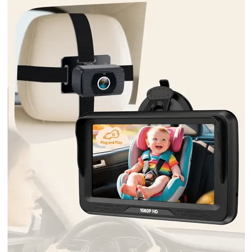 Rohent Baby Car Camera HD 1080P - Rear-Facing Infant Monitor with Night Vision Car Camera for Baby 150° Wide-Angle Lens Anti-Glare Screen Easy Install 360° Adjustable Display