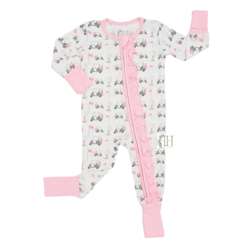 Pink Finding Fairways Double Zipper Romper