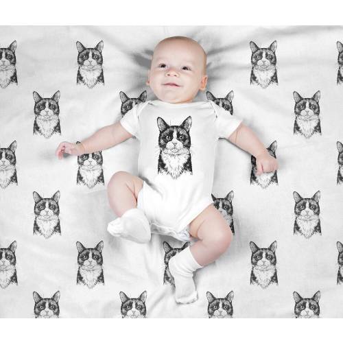 Swaddle and Onesie — Tuxedo Cat