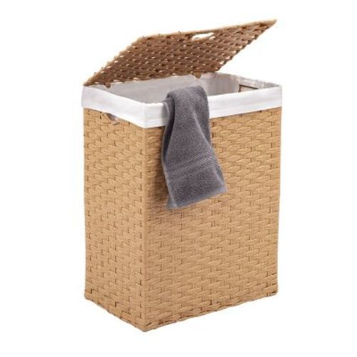 Seville Classics Modern Handwoven Lidded Rectangle Laundry Room Hamper with Liner