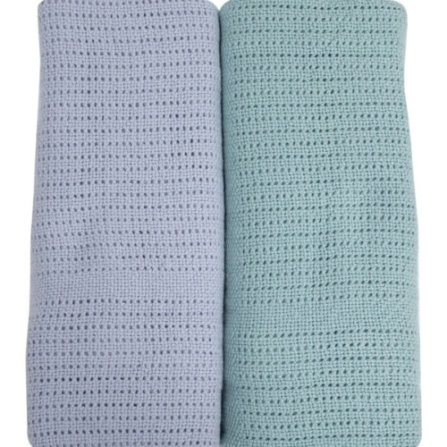 Nordic Cellular Blanket 2 Pack in Blue/Green