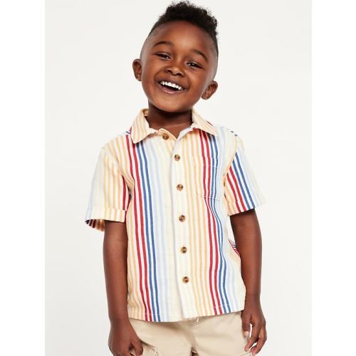 Short-Sleeve Textured Dobby Pocket Shirt for Toddler Boys