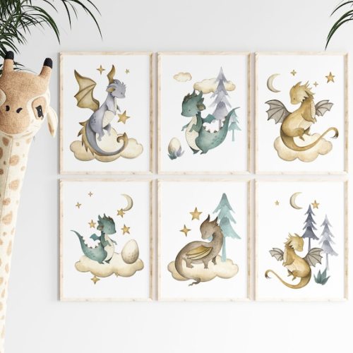 Home Decor Digital Art Baby Dragon Prints for the Nursery - Etsy Canada