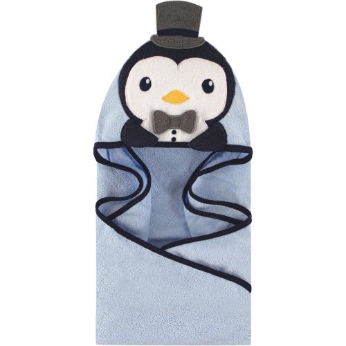 Hudson Baby Unisex Baby Cotton Animal Face Hooded Towel, Mr Penguin, One Size