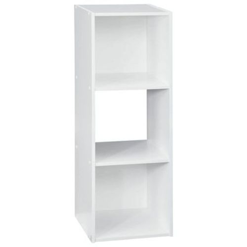 Closetmaid Wooden Decorative Stackable Horizontal Vertical 3 Cube Shelving Unit Storage Organizer Cubeical For Living Room, Bedroom, Or Office, White