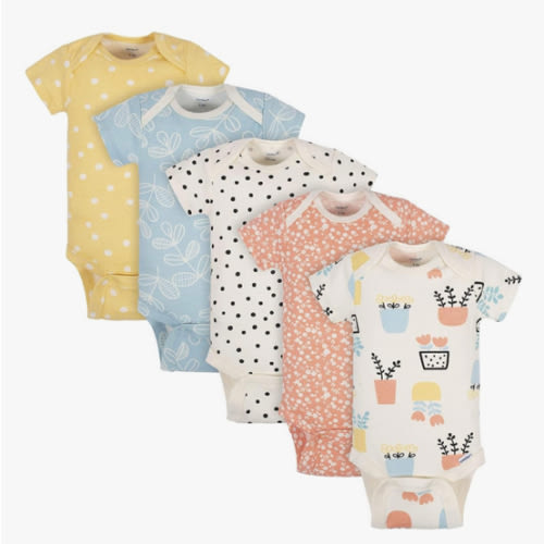 Grow by Gerber baby-girls 5-pack Short-sleeve Onesies Bodysuits
