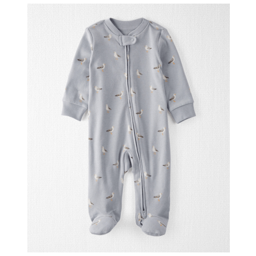 Baby Organic Cotton Sleep & Play Pajamas - Seagulls