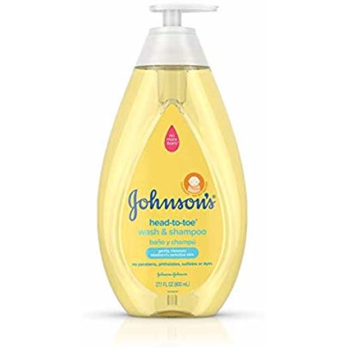 Johnson's Head-To-Toe Gentle Baby Wash & Shampoo, Tear-Free, Sulfate-Free & Hypoallergenic Wash for Baby's Sensitive Skin & Hair, 27.1 fl. oz