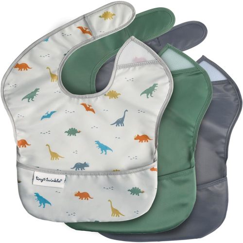 Tiny Twinkle Mess-Proof Baby Bib - Waterproof Bib for Baby Boy or Girl - PFAS, PVC, BPA, Phthalate Free - Baby Food Bibs