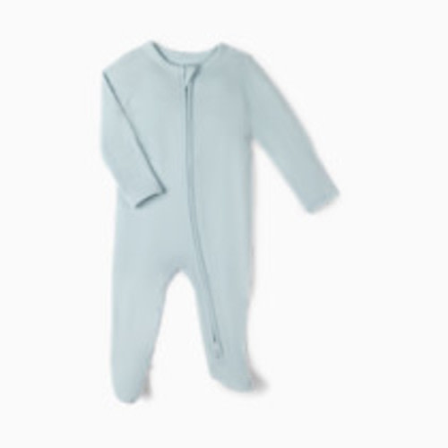 Tiny Kind Bamboo Viscose Solid 2-Way Zip Footie - Sky Blue, 3-6 M