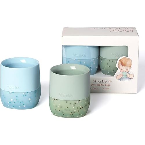 Moonkie Silicone Baby Cups (Ether/Mint, 2 Pack)