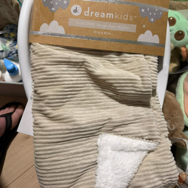 Beige Corduroy Baby Blanket 30x40 Reversible Sherpa Soft