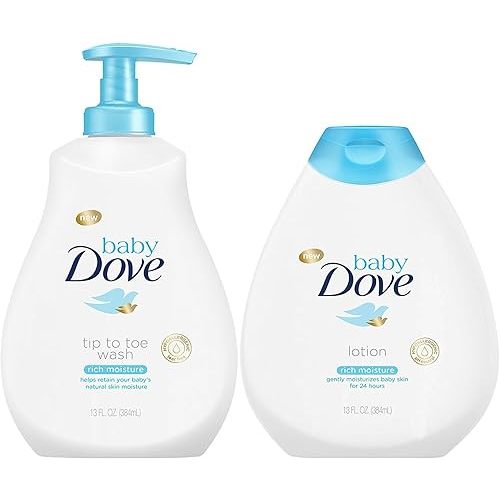 Baby Dove Rich Moisture Bundle, Tip to Toe Wash and Lotion, 13 Ounce Each