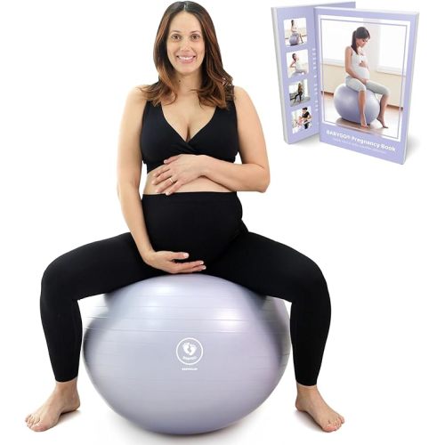 BABYGO Birthing Ball - Pregnancy Yoga Labor & Exercise Ball & Book Set Trimester Targeting, Maternity Physio, Birth & Recovery Plan Included Anti Burst Eco Friendly - Lavender