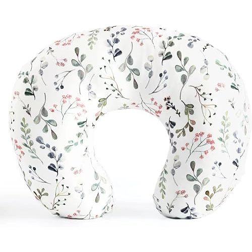 Nursing Pillow and Positioner, Breastfeeding, Bottle Feeding, Baby Sitting Support with Removable Ultra Soft Minky Cover, Tummy Time Support for Baby Boys and Girls(Floarl)