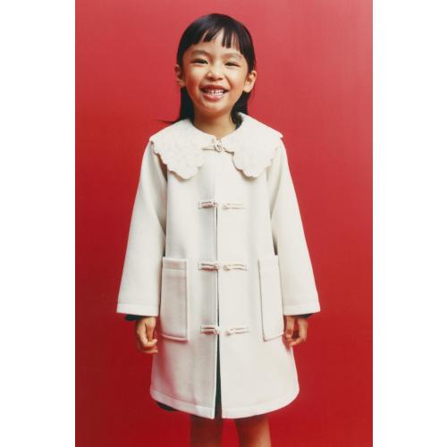 EMBROIDERED COLLAR COAT - Ecru | ZARA United States
