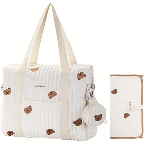 Large Diaper Bag Tote, Maternity Travel diaper tote, Multifunction baby bag, Baby Nappy Bags, Messenger bag (Medium - Bears)