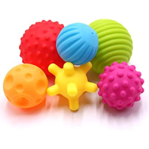 6 Pack Sensory Balls Spray Water Toy for Baby and Kids, Massage Soft & Textured Balls Set Develop Baby's Tactile Senses Balls for Infant Touch Hand Ball