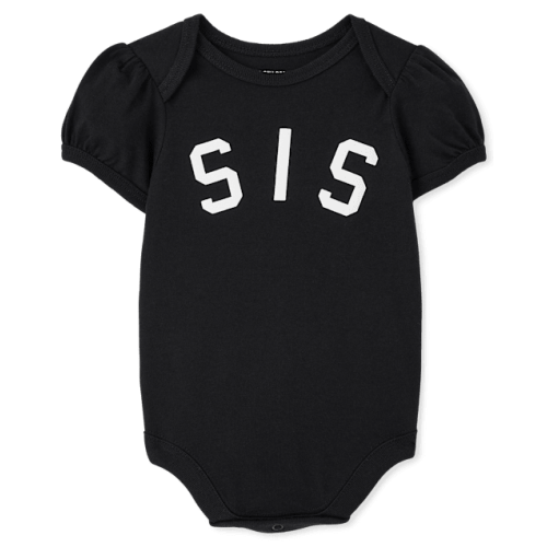 Baby Girls Matching Family Sis Graphic Bodysuit - Black