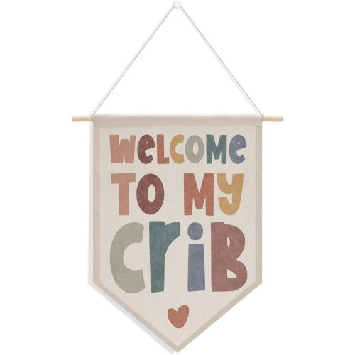 Boho Playroom Nursery Game Room Wall Decor for Boys Girls, Welcome To My Crib Hanging Pennant Flag Banner Bedroom Toddler Room Home Decor Wall Art Christmas Birthday Gifts