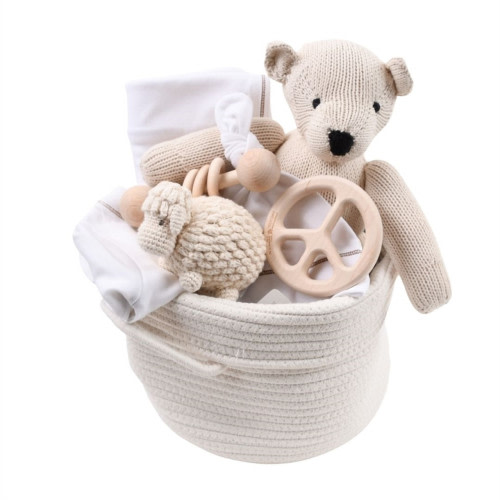 Newborn Gift Basket - Unisex - White & Wood