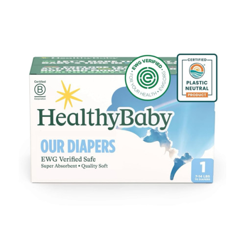 Our Diapers | EWG Verified Safe & Plant-Based Diapers | Leak Protection | Soft Organic Cotton Shell | Chlorine-Free Diaper for Sensitive Skin | Size 1 (7-14lbs) 70 Count