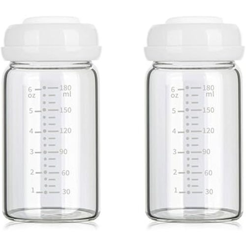 Glass Breast Milk Collection and Storage Bottles,2 Pack, 6oz/180ml