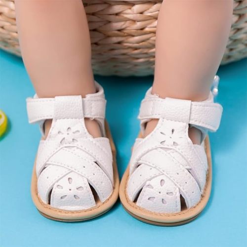 Meckior Baby Toddler Infant Girls PU Leather Soft Open Toe Summer Sandals Flower Princess Flat Shoes