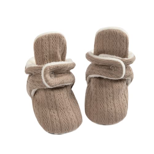 KIDSUN Infant Baby Boy Girl Cozy Fleece Bootie Newborn Stay On Slipper Winter Warm Gripper Non-Slip Crib Shoes