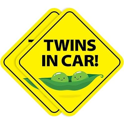 Stickios Baby on Board Stickers for Twins - Removable Non-Magnetic Paint-Safe Signs for Cars & Windows - Made in USA (2 Vinyl Decals)