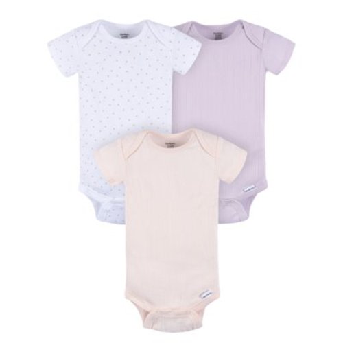 Gerber Baby Neutral Short Sleeve Bodysuits, 3-Pack, Sizes Newborn - 24 Months
