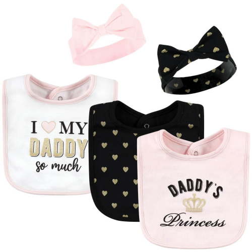 Hudson Baby Girl Machine Washable and Absorbent Cotton Baby Bib, Daddys Princess