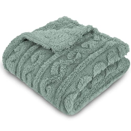 Baby Blanket for Boys or Girls 3D Fluffy Fuzzy Blanket for Baby, Soft Warm Cozy Flannel Fleece Warm Blanket, Infant or Newborn Receiving Blanket (30x40inch, Green-Celadon)