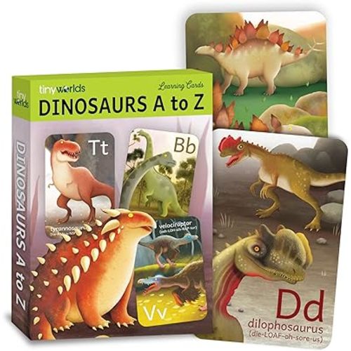 Dinosaur ABC Flash Cards, Alphabet A to Z Dinosaurs flashcards for Kids 4-8 Years, Dinos Picture Learning Cards, Dino Flash Card for Pre-K, Children: Set of 26 FlashCards