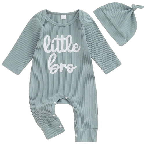Infant Baby Boys Jumpsuit Set Long Sleeve Letters Print Romper with Hat Fall Outfits Set Clothes