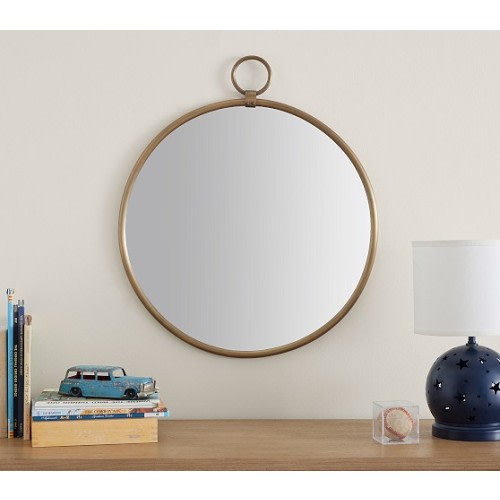 Antique Brass Ring Round Mirror