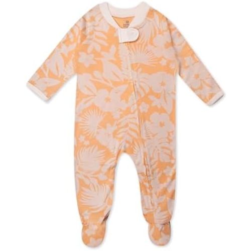 HonestBaby Sleep & Play Footed One-Piece Pajama Sleeper 100% Organic Cotton, Baby Girls